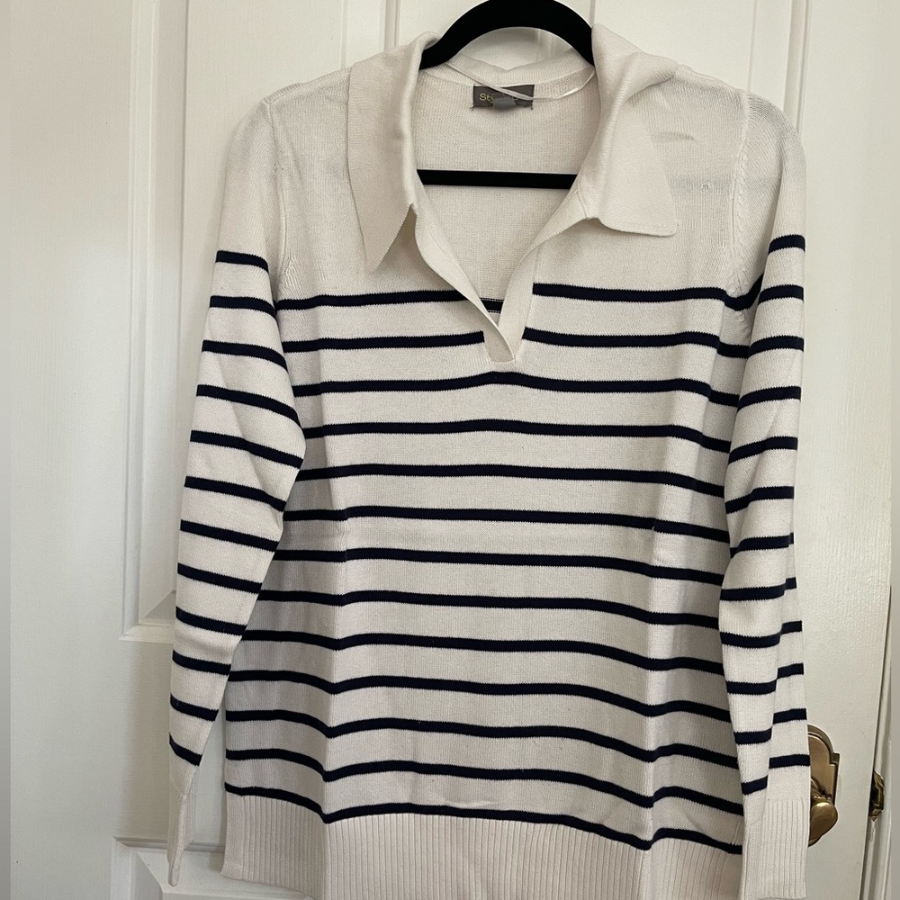 NWT Striped Collared Sweater